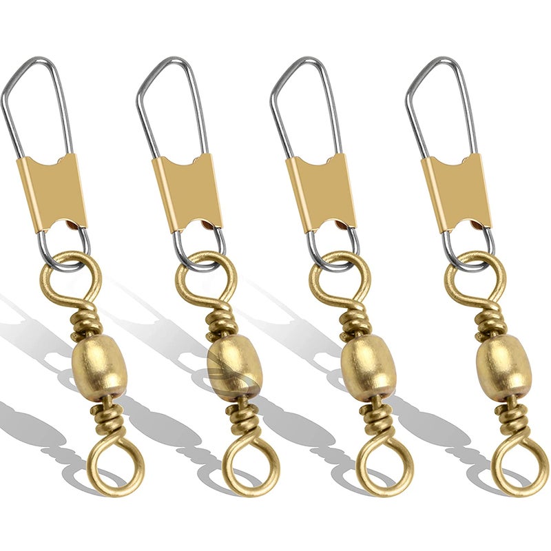 Shaddock Fishing Fishing Barrel Swivels Snaps, 100pcs Snap Swivels Fishing Tackle Leader Line Lure Connector Accessories High Strength Solid Rings for Saltwater Freshwater, Gold, 2# - Image 1